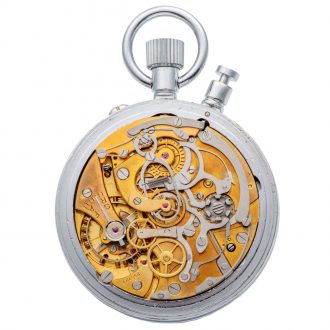 Oversized Swiss chromium-plated pocket watch Circa 1950
