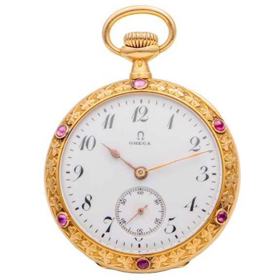 Charming Swiss gold open faced pendant watch Circa 1905 Charming Swiss gold open faced pendant watch Circa 1905