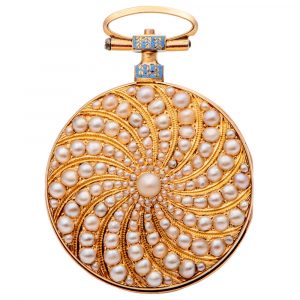 Elegant English gold and pearl-set pendant watch Circa 1800