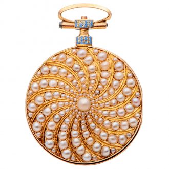 Elegant English gold and pearl-set pendant watch Circa 1800