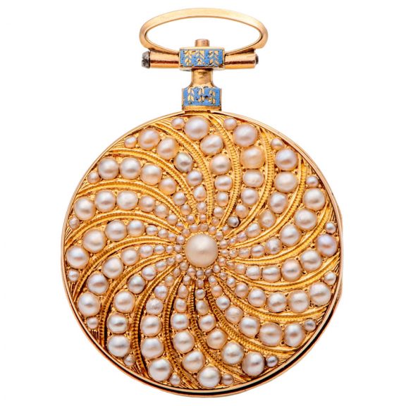Elegant English gold and pearl-set pendant watch Circa 1800