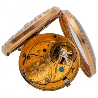 Elegant English gold and pearl-set pendant watch Circa 1800