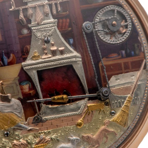 Unique Swiss 18K gold watch with automaton movement Circa 1810 Unique Swiss 18K gold watch with automaton movement Circa 1810