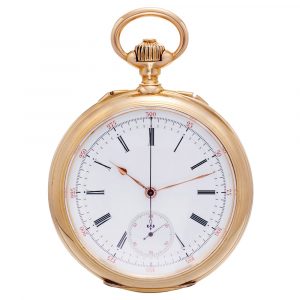 French gold chronograph keyless pocket watch Circa 1875