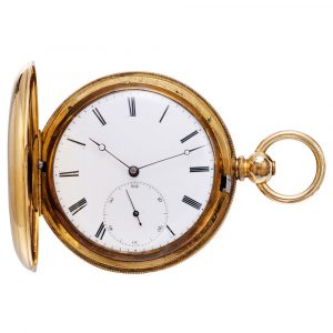 Swiss gold hunter with hidden enamel erotic scene Circa 1860