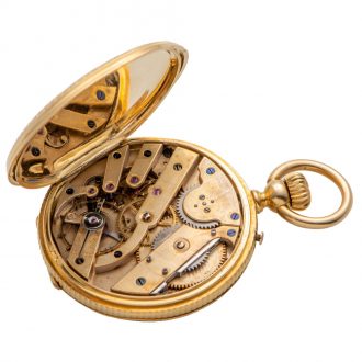 Swiss gold decorative keyless lever pendant watch Circa 1865