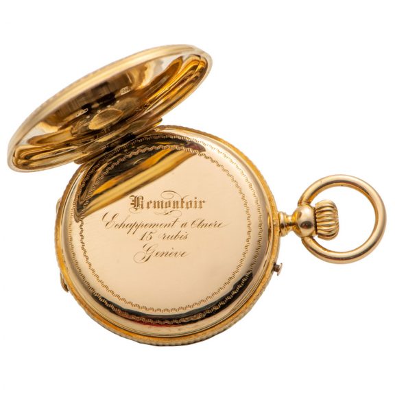 Swiss gold decorative keyless lever pendant watch Circa 1865 Swiss gold decorative keyless lever pendant watch Circa 1865