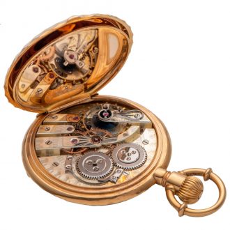 Swiss 18K gold pocket watch with fluted bezels Circa 1885
