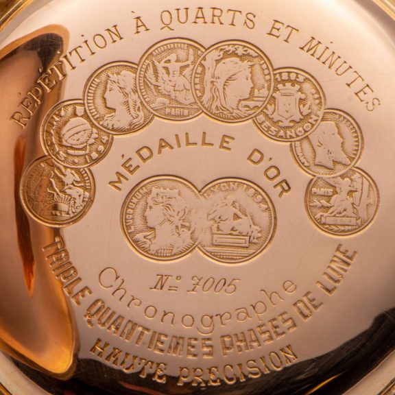 Swiss gold lever with six horological complications Circa 1895 Swiss gold lever with six horological complications Circa 1895