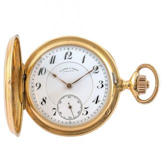 German 18K yellow gold keyless lever pocket watch Circa 1890