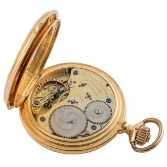 German 18K yellow gold keyless lever pocket watch Circa 1890