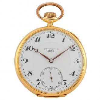 Swiss gold open faced lever chronometer pocket watch Circa 1930