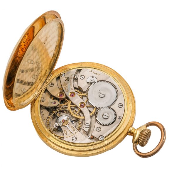 Swiss gold open faced lever chronometer pocket watch Circa 1930 Swiss gold open faced lever chronometer pocket watch Circa 1930