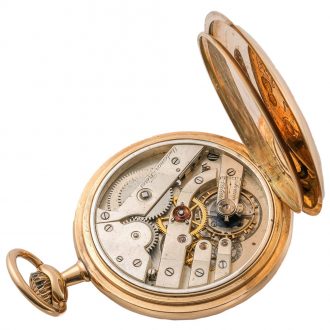 Swiss gold engine turned keyless lever pocket watch Circa 1920