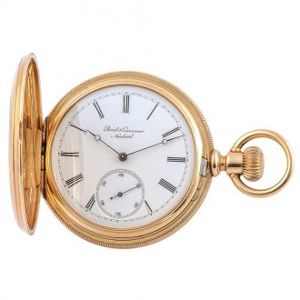 Swiss 18K gold hunting cased lever pocket watch Circa 1880