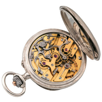 Swiss silver chronograph keyless pocket watch Circa 1907