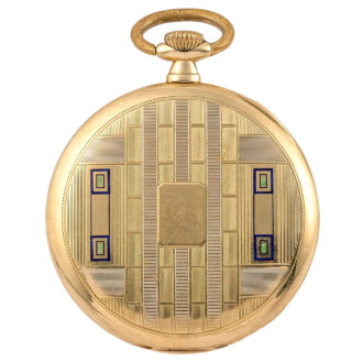 Swiss 14K gold and enamel Art Deco pocket watch Circa 1930