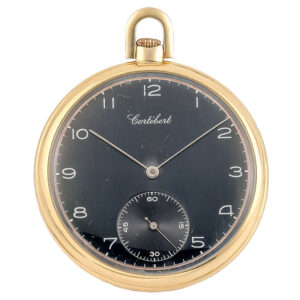 Swiss gold keyless lever watch with back dial Circa 1940