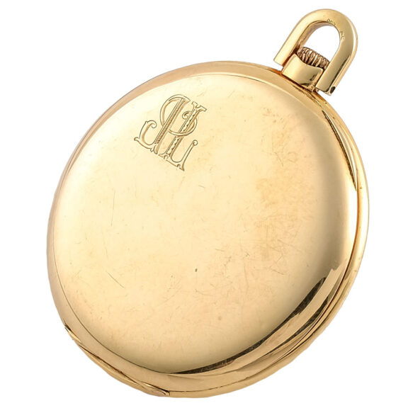 Swiss gold keyless lever watch with back dial Circa 1940 Swiss gold keyless lever watch with back dial Circa 1940