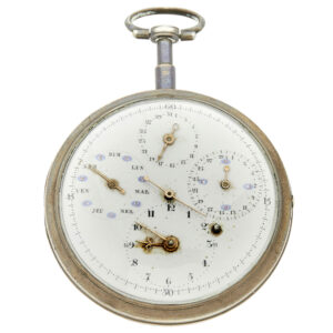 French key wind calendar watch with moon phases Circa 1780