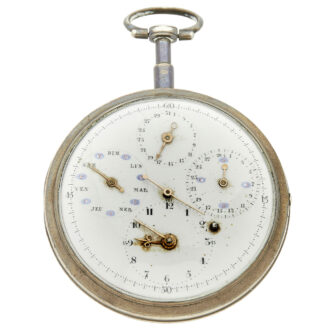 French key wind calendar watch with moon phases Circa 1780
