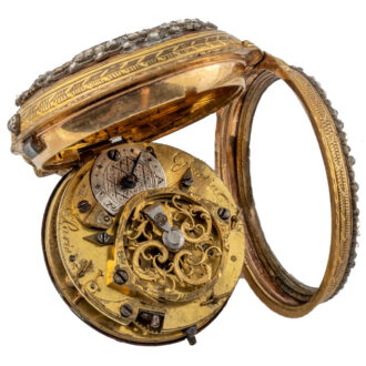 Charming French gilt brass portrait pocket watch Circa 1775