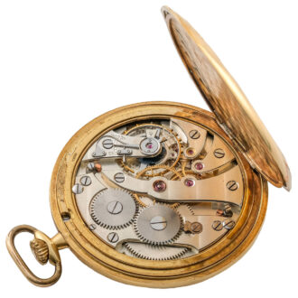 Swiss 18K yellow gold keyless lever pocket watch Circa 1935