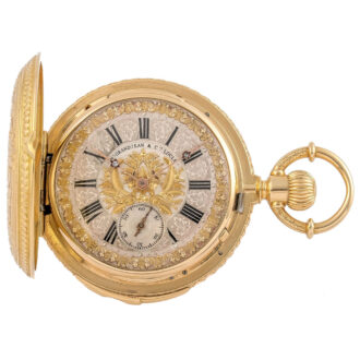 Swiss 18 carat gold floral engraved minute repeater Circa 1880