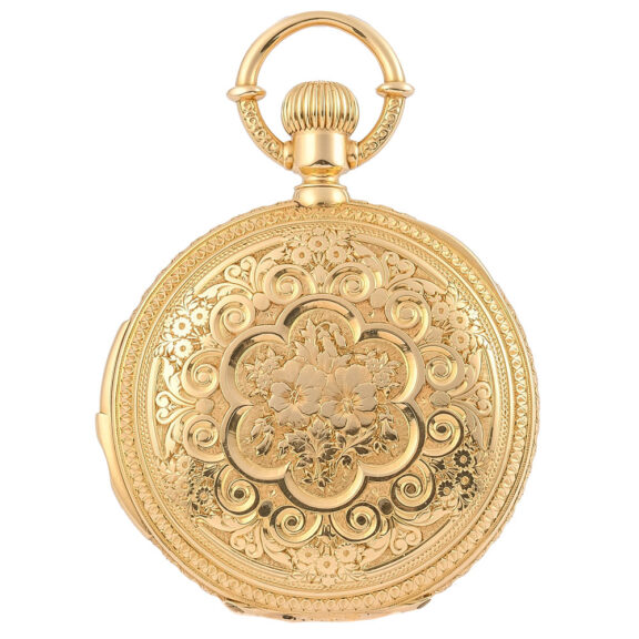 Swiss 18 carat gold floral engraved minute repeater Circa 1880 Swiss 18 carat gold floral engraved minute repeater Circa 1880