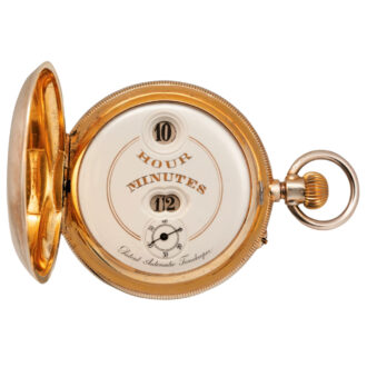 Swiss silver gilt hunter with jumping hours and minutes Circa 1887 Swiss silver gilt hunter with jumping hours and minutes Circa 1887
