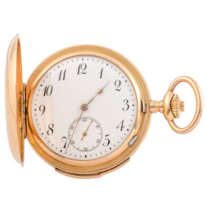Swiss 18K gold minute repeating keyless pocket watch Circa 1900