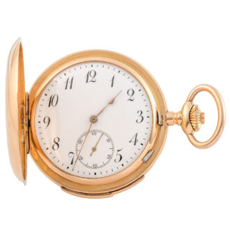 Swiss 18K gold minute repeating keyless pocket watch Circa 1900
