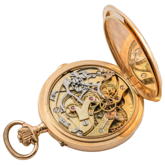 Swiss gold chronograph with 30 minute counter Circa 1920 Swiss gold chronograph with 30 minute counter Circa 1920
