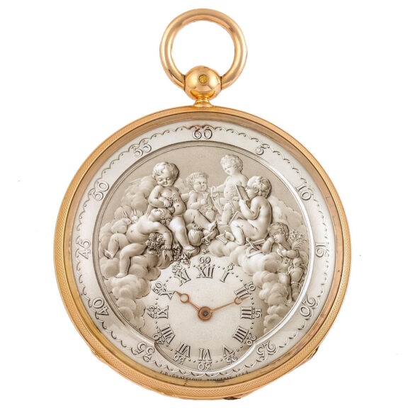 French gold open faced watch with charming dial Circa 1850