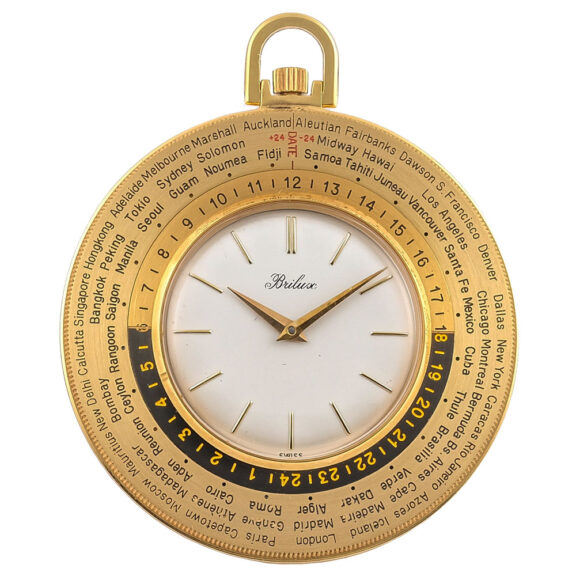 Swiss gilded metal World Time lever pocket watch Circa 1960