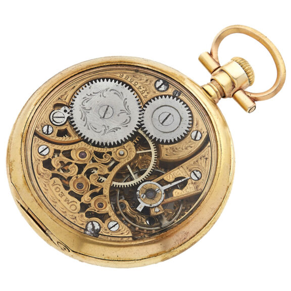 Fine Swiss 18 carat gold skeletonized pocket watch Circa 1900 Fine Swiss 18 carat gold skeletonized pocket watch Circa 1900