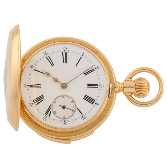 Swiss gold half hunting cased minute repeater Circa 1885 Swiss gold half hunting cased minute repeater Circa 1885
