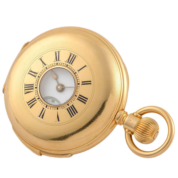 Swiss gold half hunting cased minute repeater Circa 1885