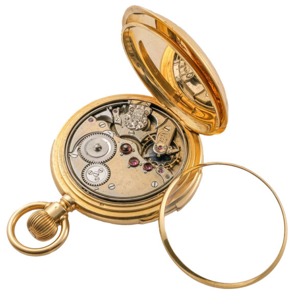 Swiss gold half hunting cased minute repeater Circa 1885 Swiss gold half hunting cased minute repeater Circa 1885