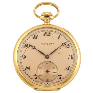 Swiss 18 carat gold open faced lever pocket watch Circa 1930