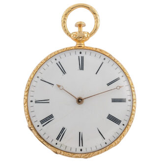 French 18K gold quarter repeating cylinder watch Circa 1830