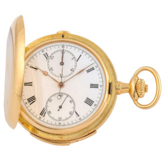 Swiss 18K gold hunter with three complications Circa 1900
