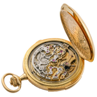 Swiss 18K gold hunter with three complications Circa 1900