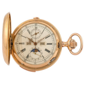 Swiss 14 carat gold watch with six complications Circa 1900