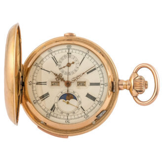 Swiss 14 carat gold watch with six complications Circa 1900
