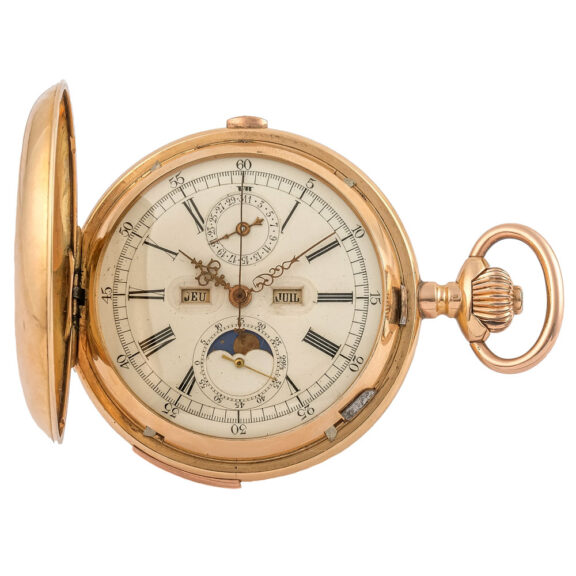 Swiss 14 carat gold watch with six complications Circa 1900