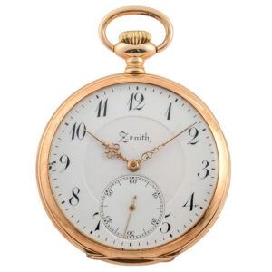 Swiss 14K gold engine turned pocket watch Circa 1909