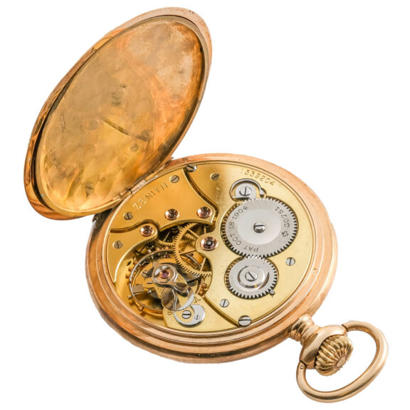 Swiss 14K gold engine turned pocket watch Circa 1909 Swiss 14K gold engine turned pocket watch Circa 1909