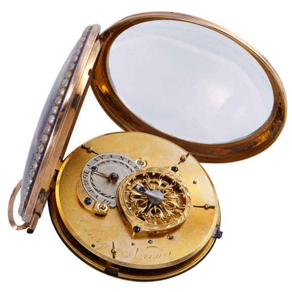 Fine Swiss gold, enamel and pearl pocket watch Circa 1800 Fine Swiss gold, enamel and pearl pocket watch Circa 1800