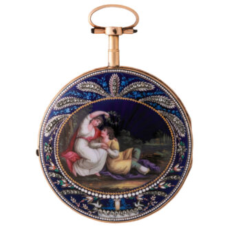 Swiss gold, enamel and diamond set verge watch Circa 1820